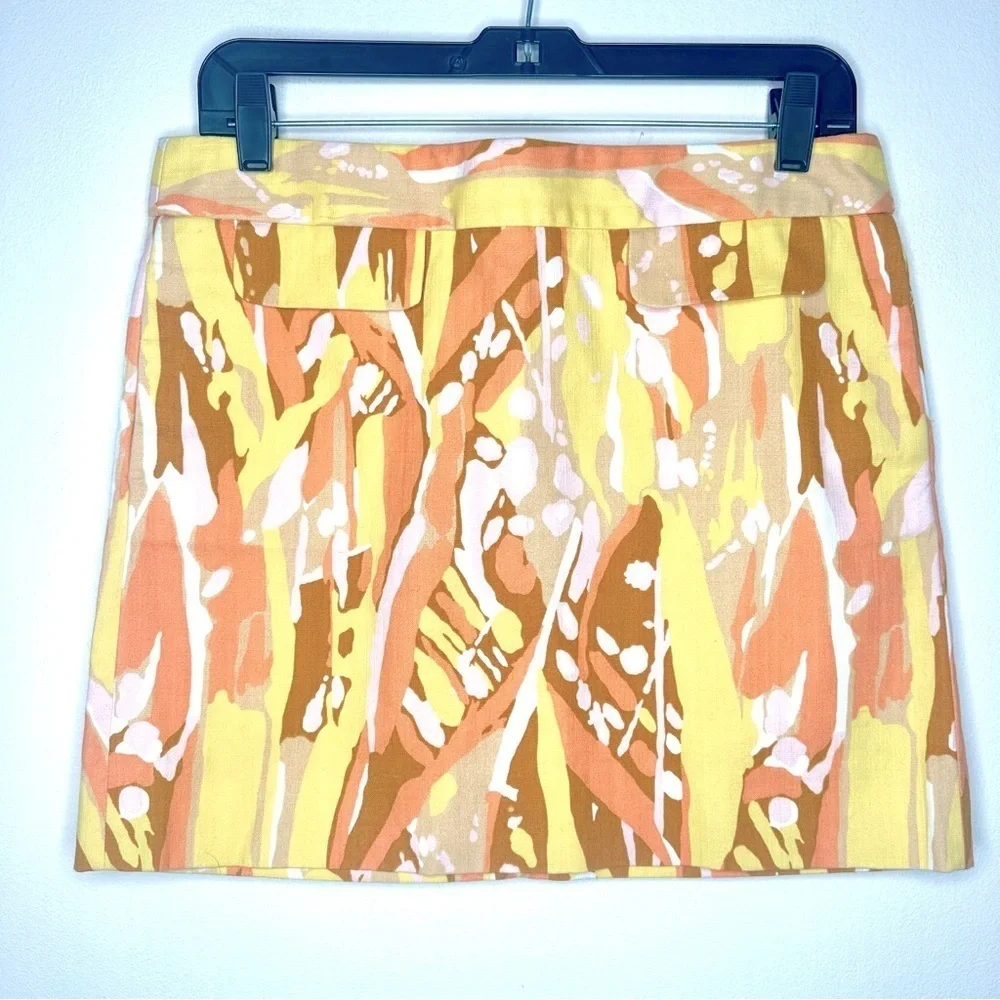 J. Crew Yellow and Orange Patterned Mini Skirt